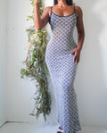 Y2K Monochrome Lace Knit Bodycon Maxi Dress