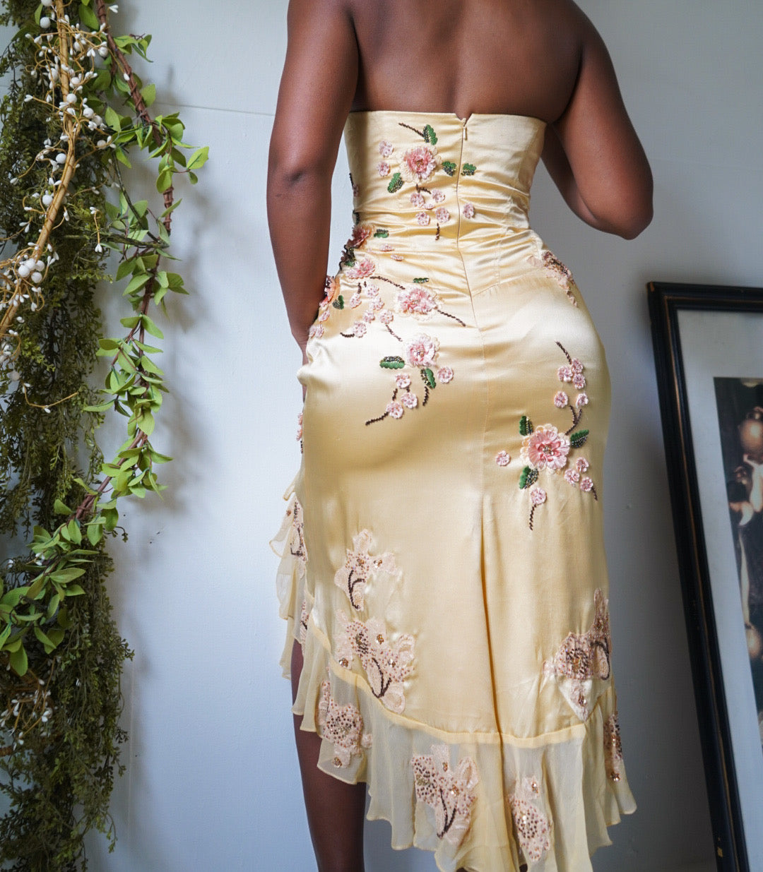 Deadstock Rare Silk Butter Yellow Corset Dress