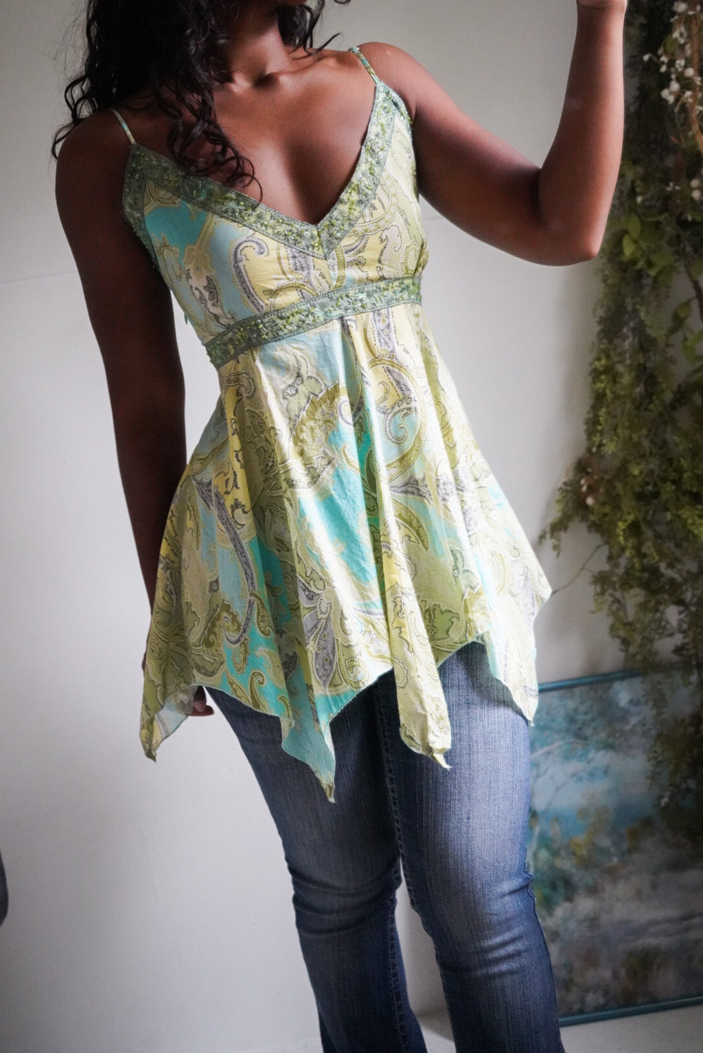 Rare Y2K Paisley Fairy Babydoll Top