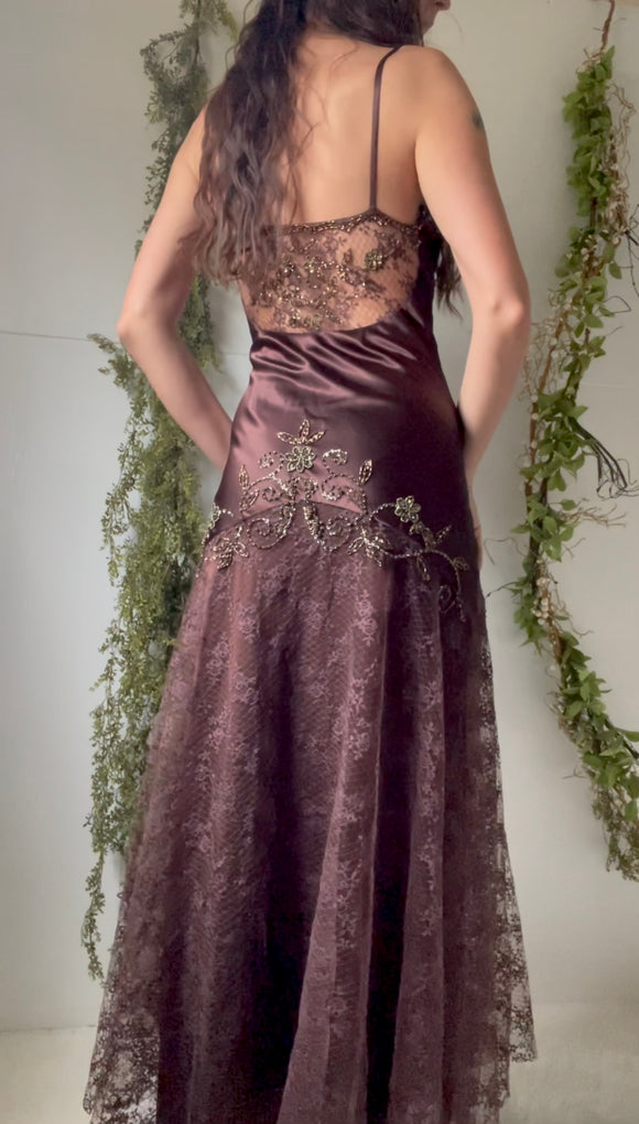 Vintage lace beaded gown.