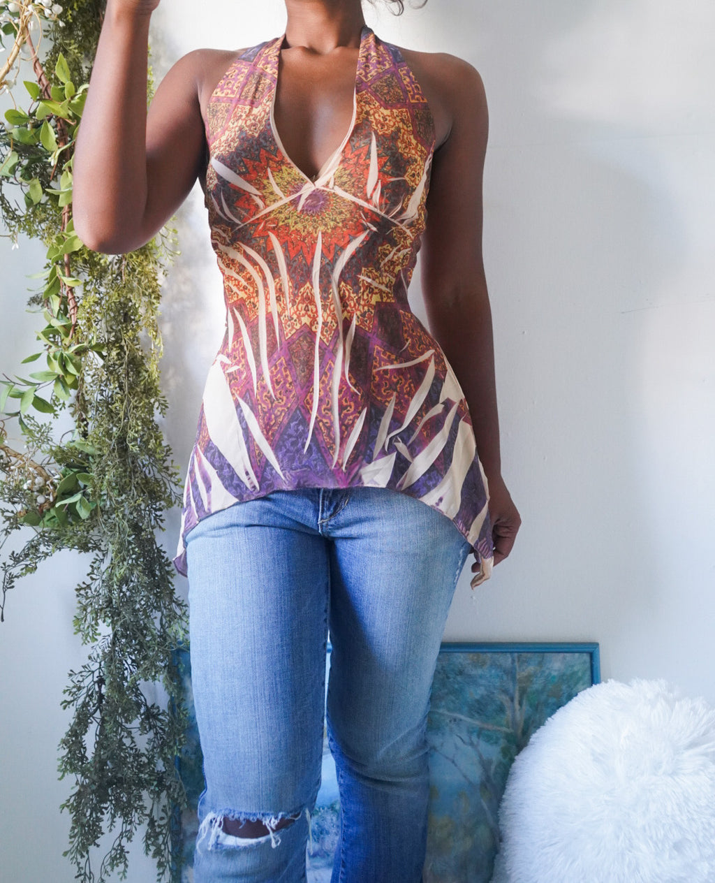 Y2K Boho Halter Fairy Top