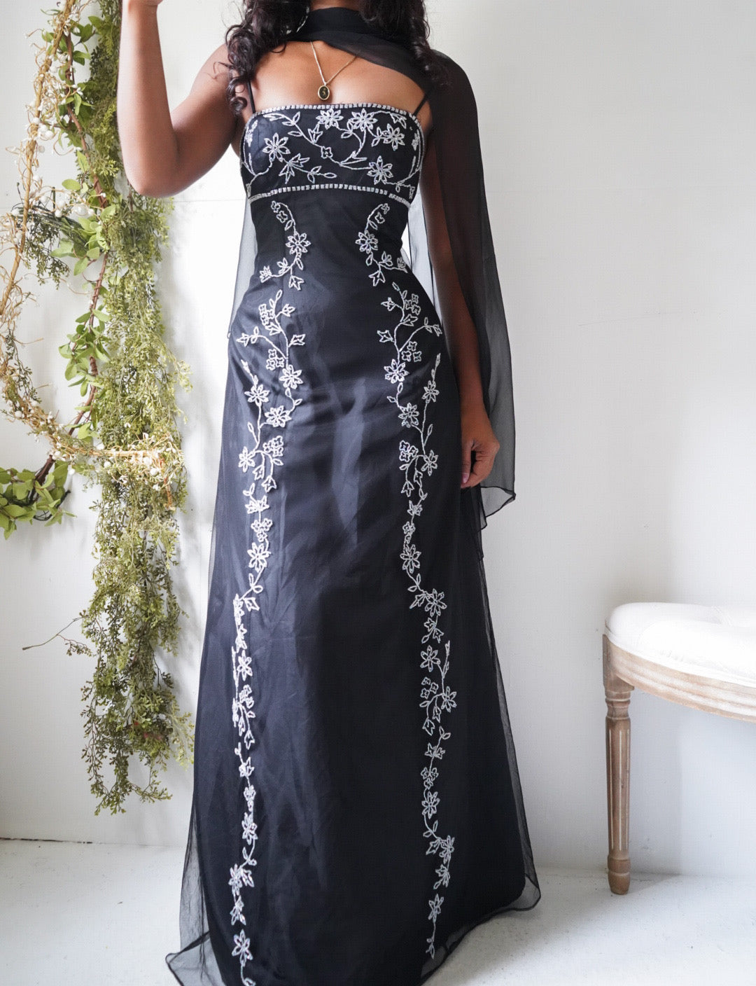 Rare Y2K Black Beaded Gown
