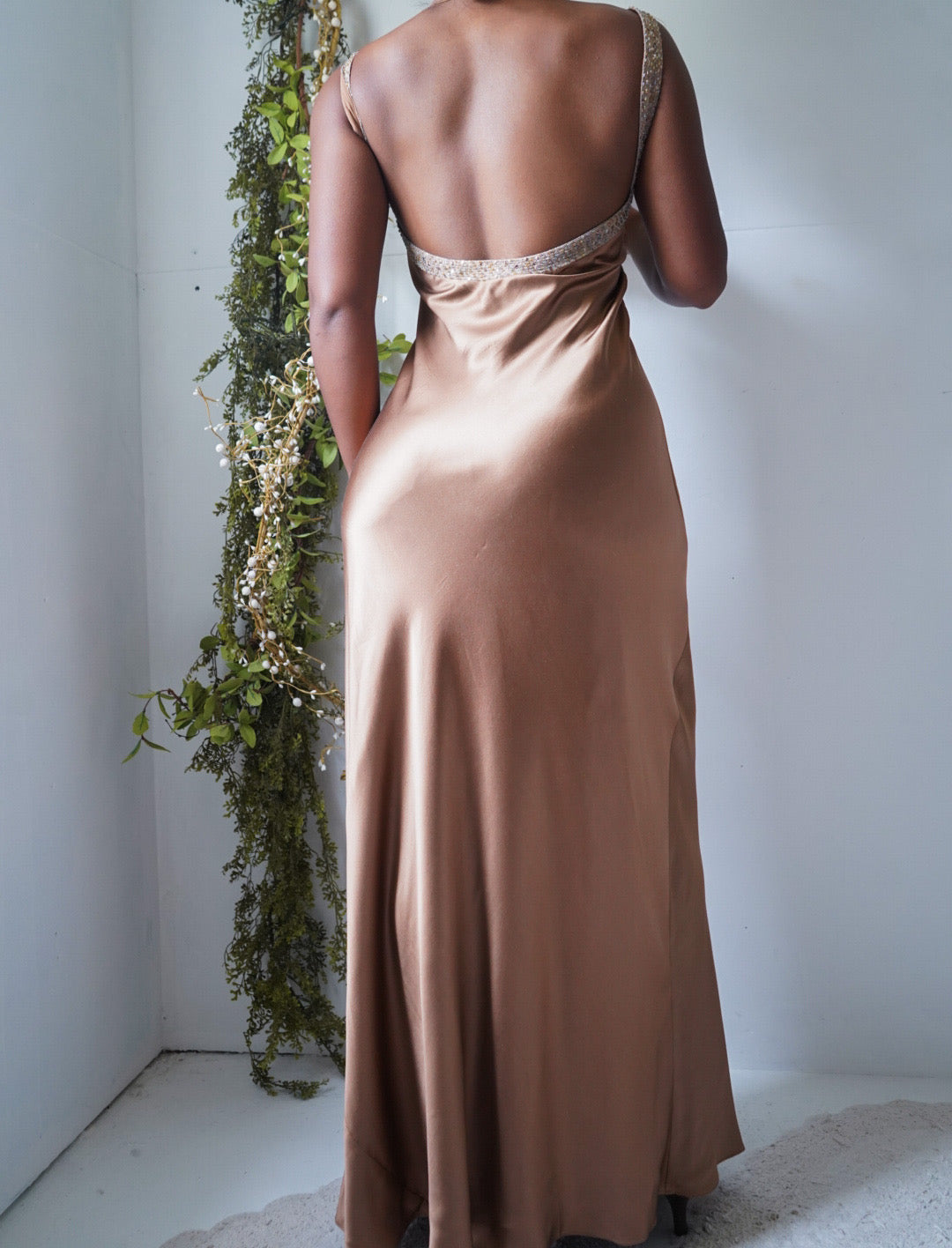 Vintage Y2K Silk Charmeuse Low Back Gown