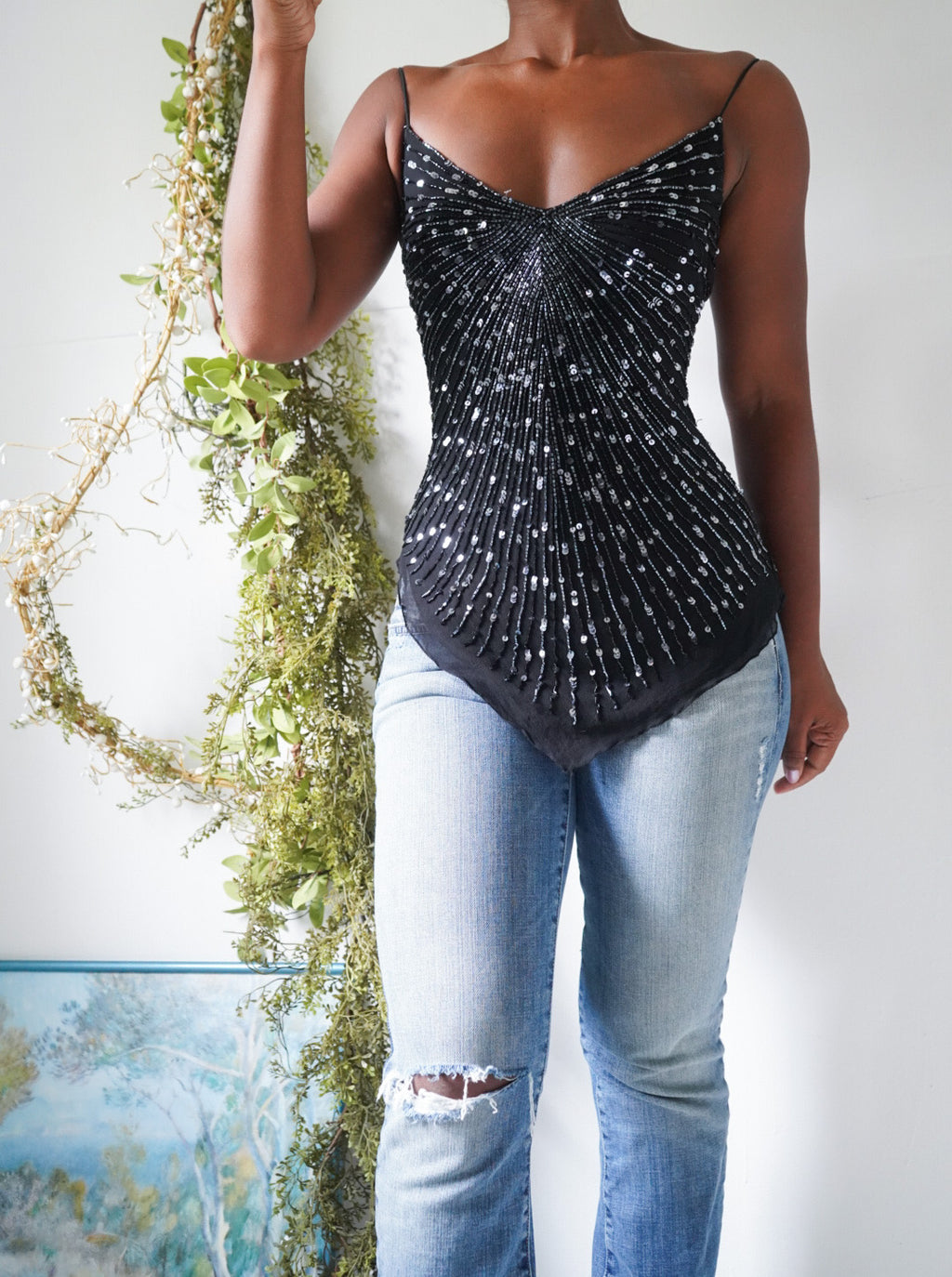 Y2K Beaded Silk Going Out Cami