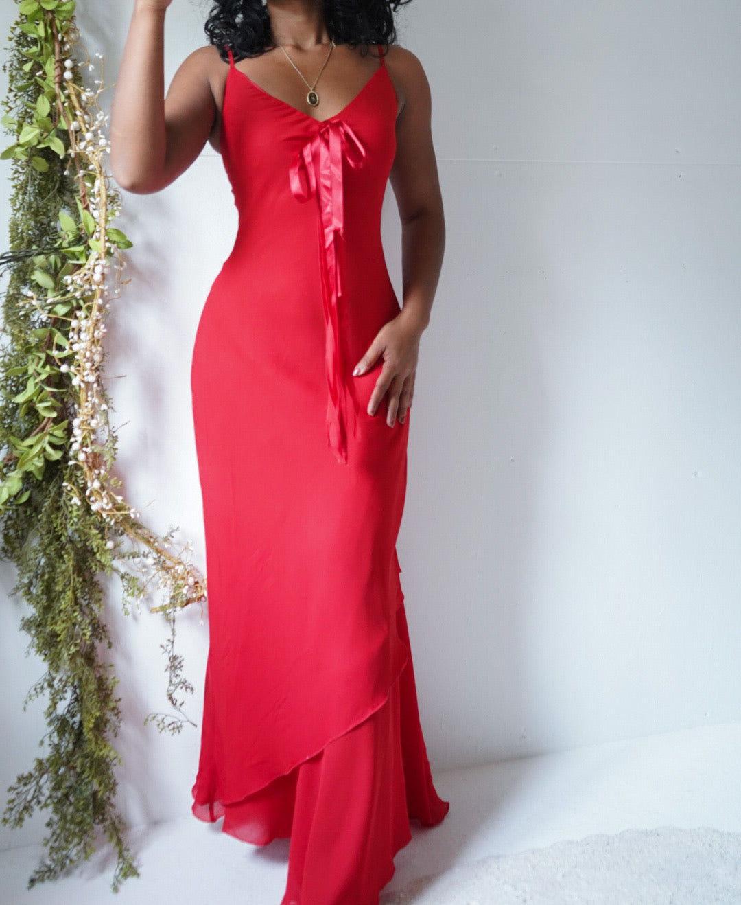 Y2K Bright Red Maxi Slip Dress