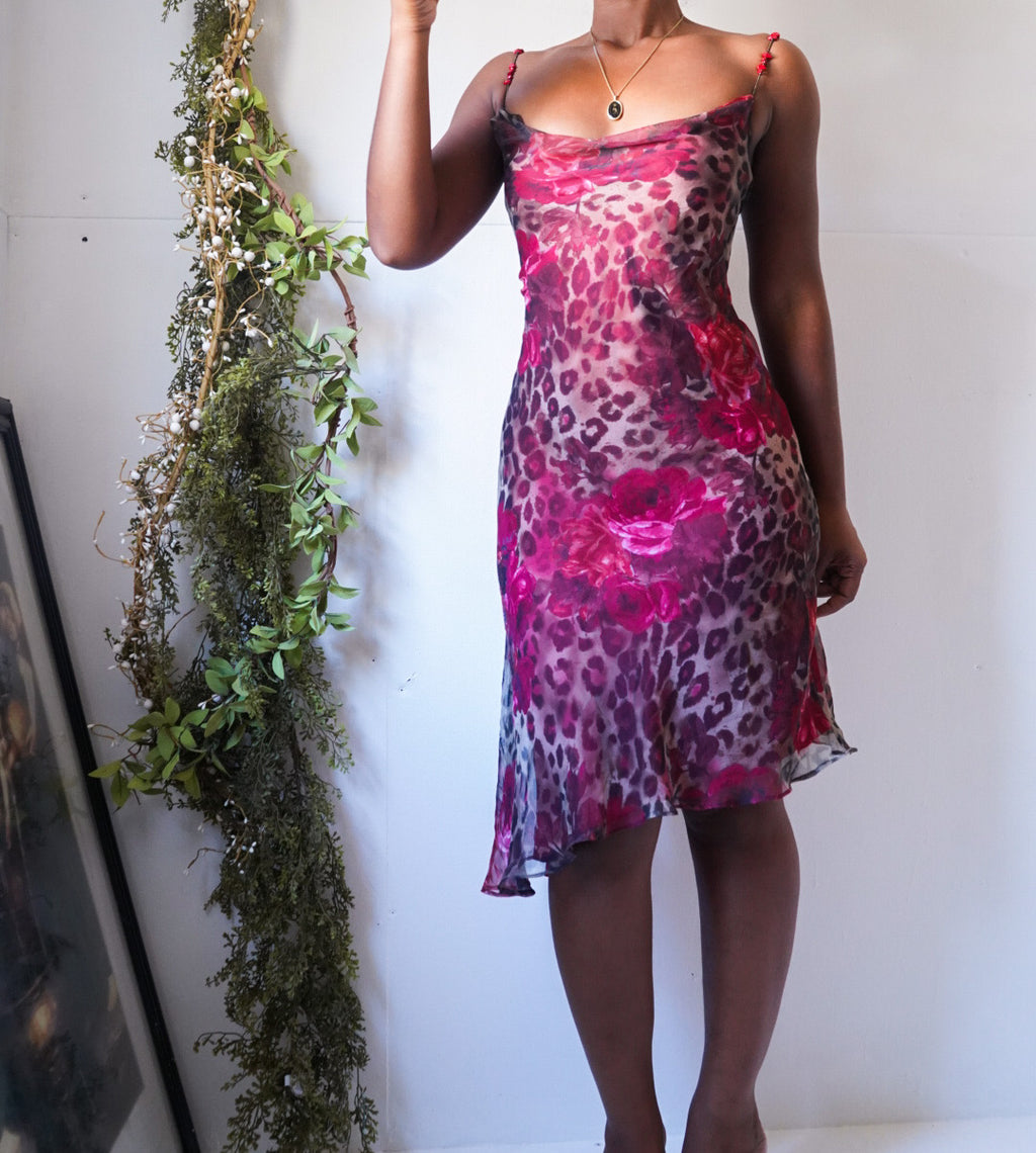 Rare Animal Floral Print Slip Dress