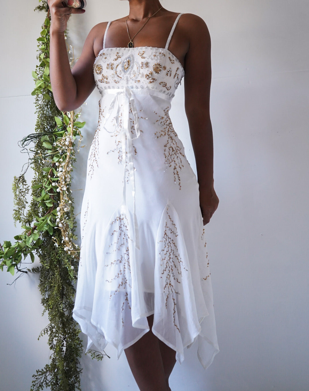 Rare Y2K White Beaded Fairy Dress