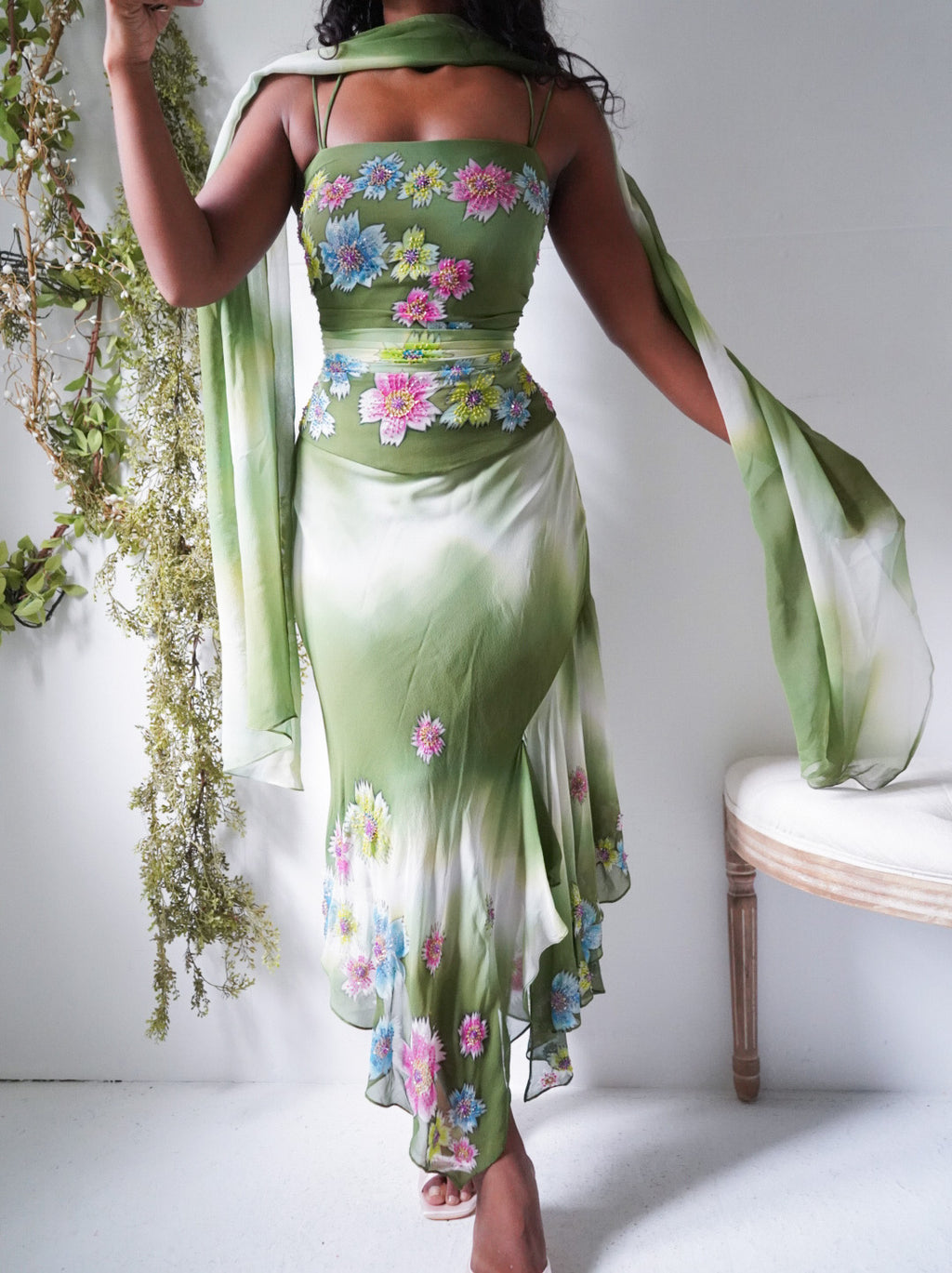 Rare Vintage Forest Fairy Silk 3 Piece Skirt