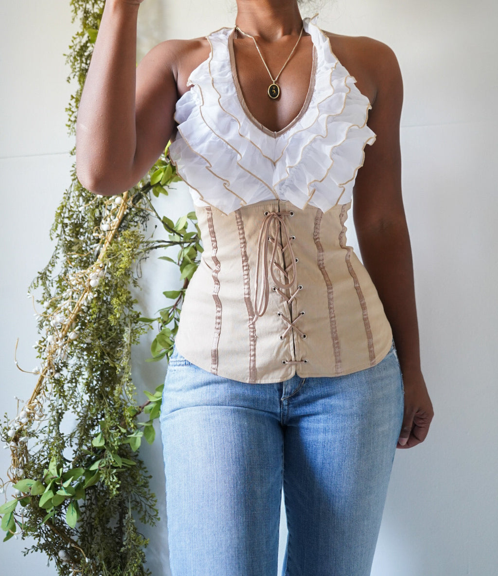 Ruffle Halter Bustier Top