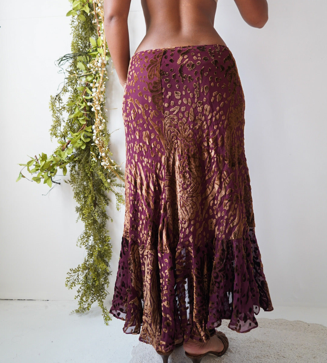 Y2K Burnout Silk Velvet Skirt