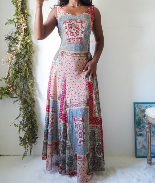 Y2K Patchwork Paisley Maxi Dress