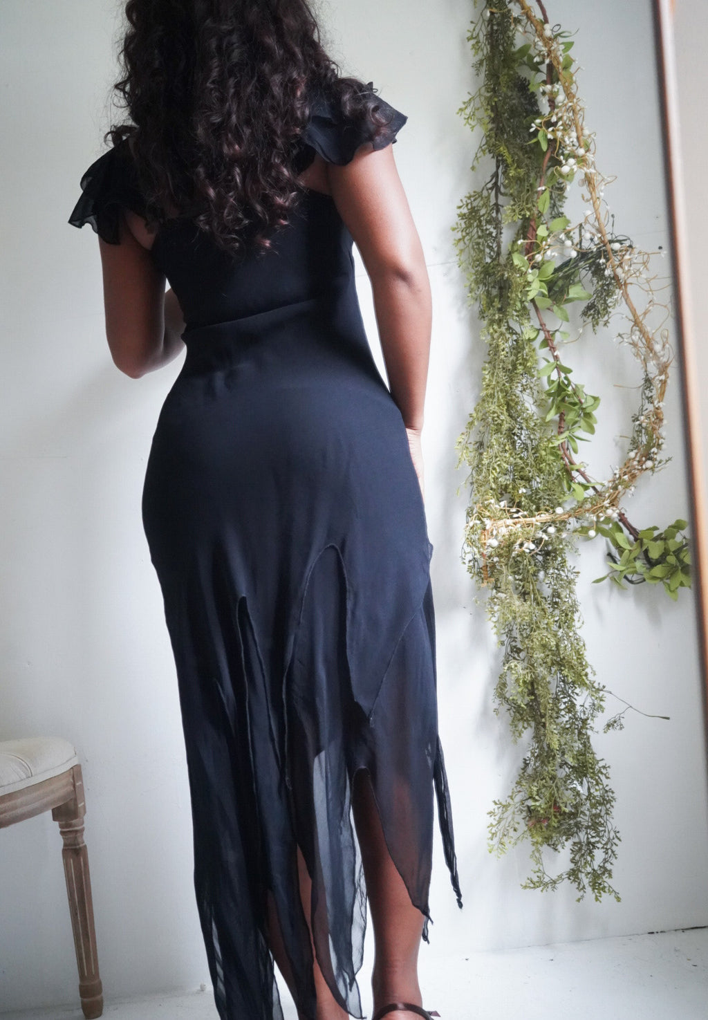 Rare Y2K Black Beaded Fairy Dress