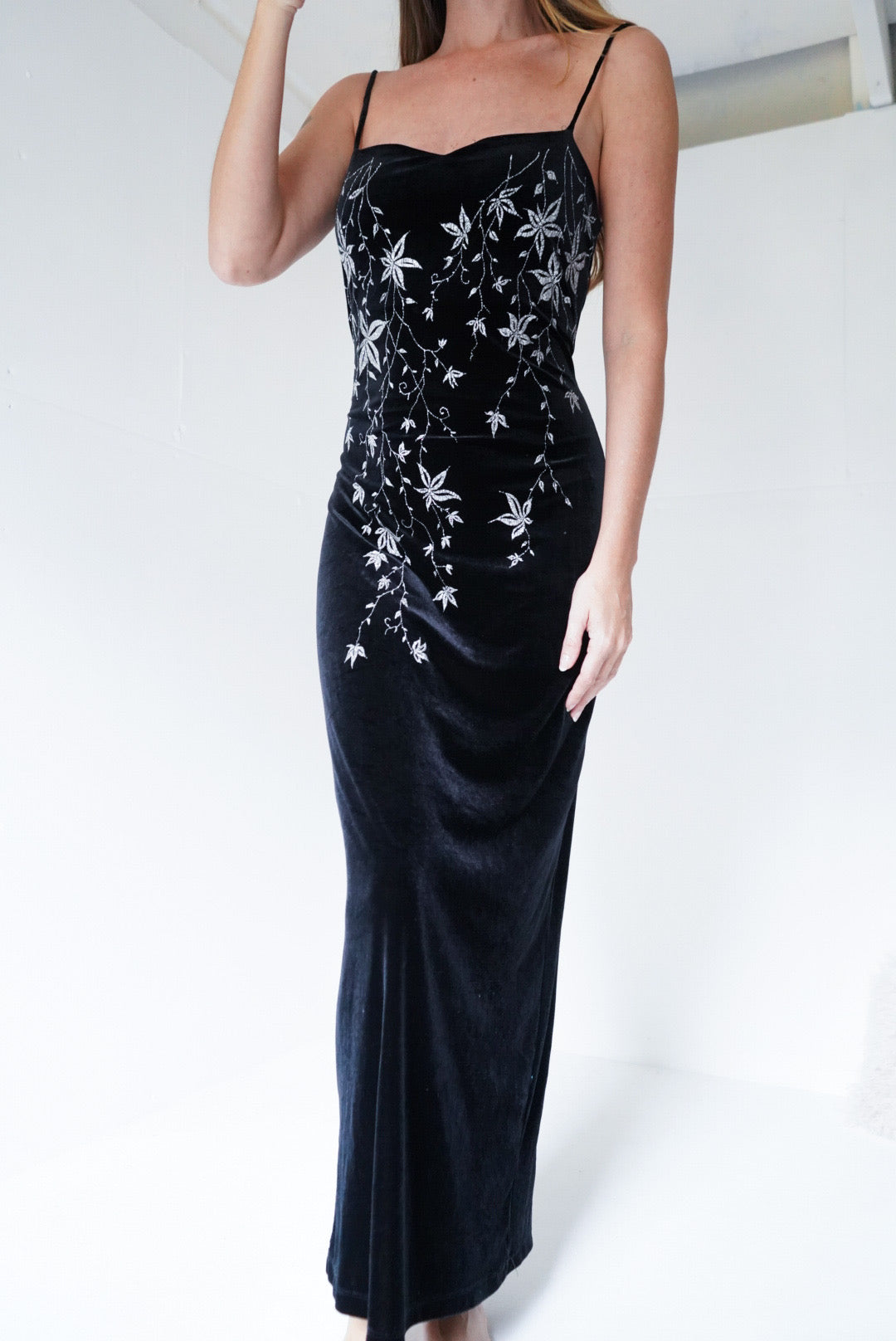 Velvet Glitter Vine Gown