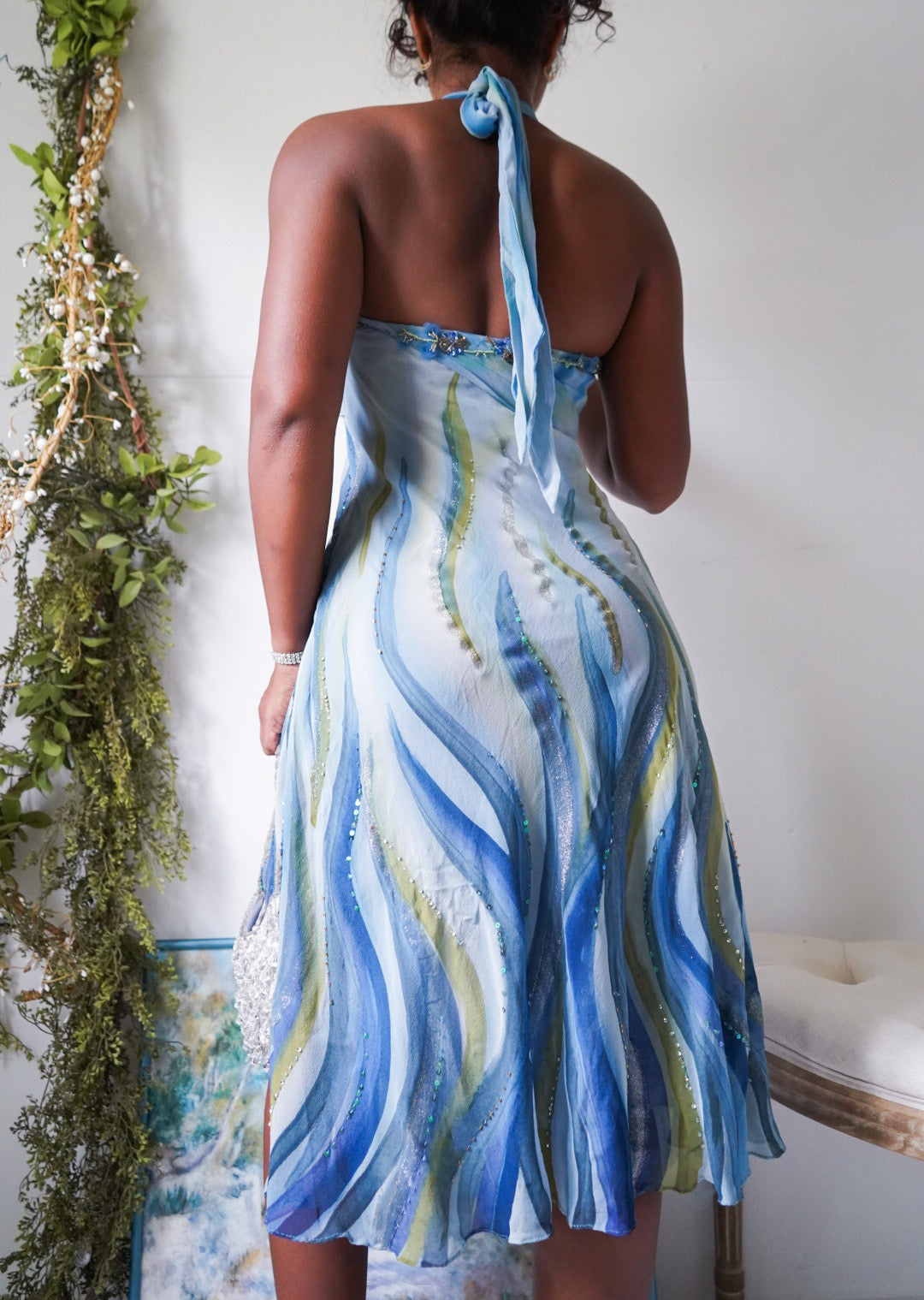 Rare Y2K Watercolor Silk Halter Dress – Masha&Jlynn Rare Y2K Watercolor Silk Halter Dress – Masha&Jlynn