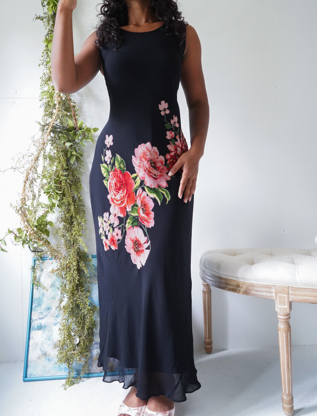 Vintage Y2K Rose Maxi Staple Dress