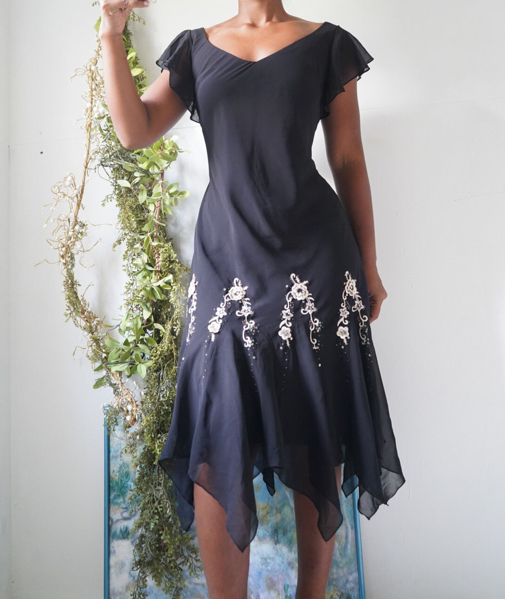 Y2K Embroidered Detail Fairy Hem Dress