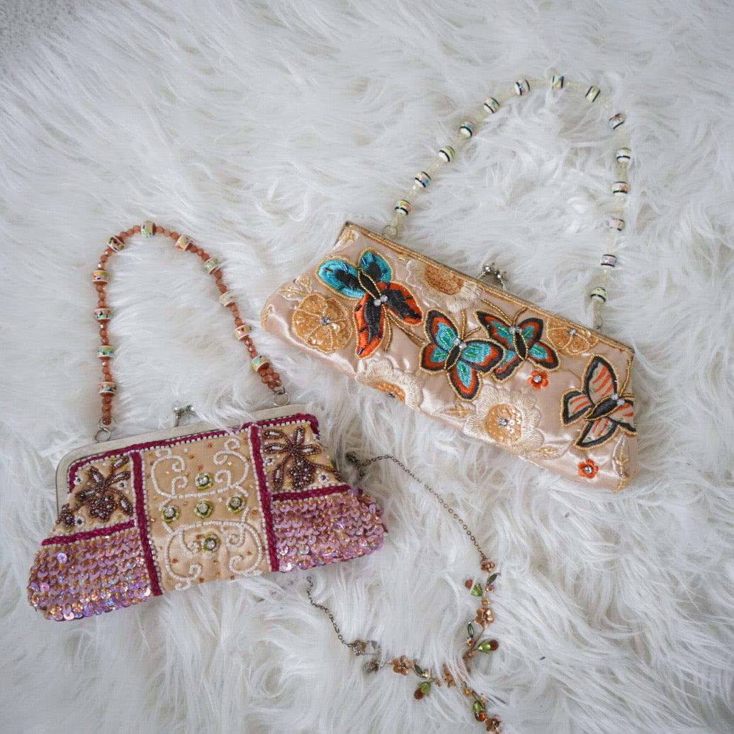 Rare Vintage Y2K Champagne Butterfly Purse