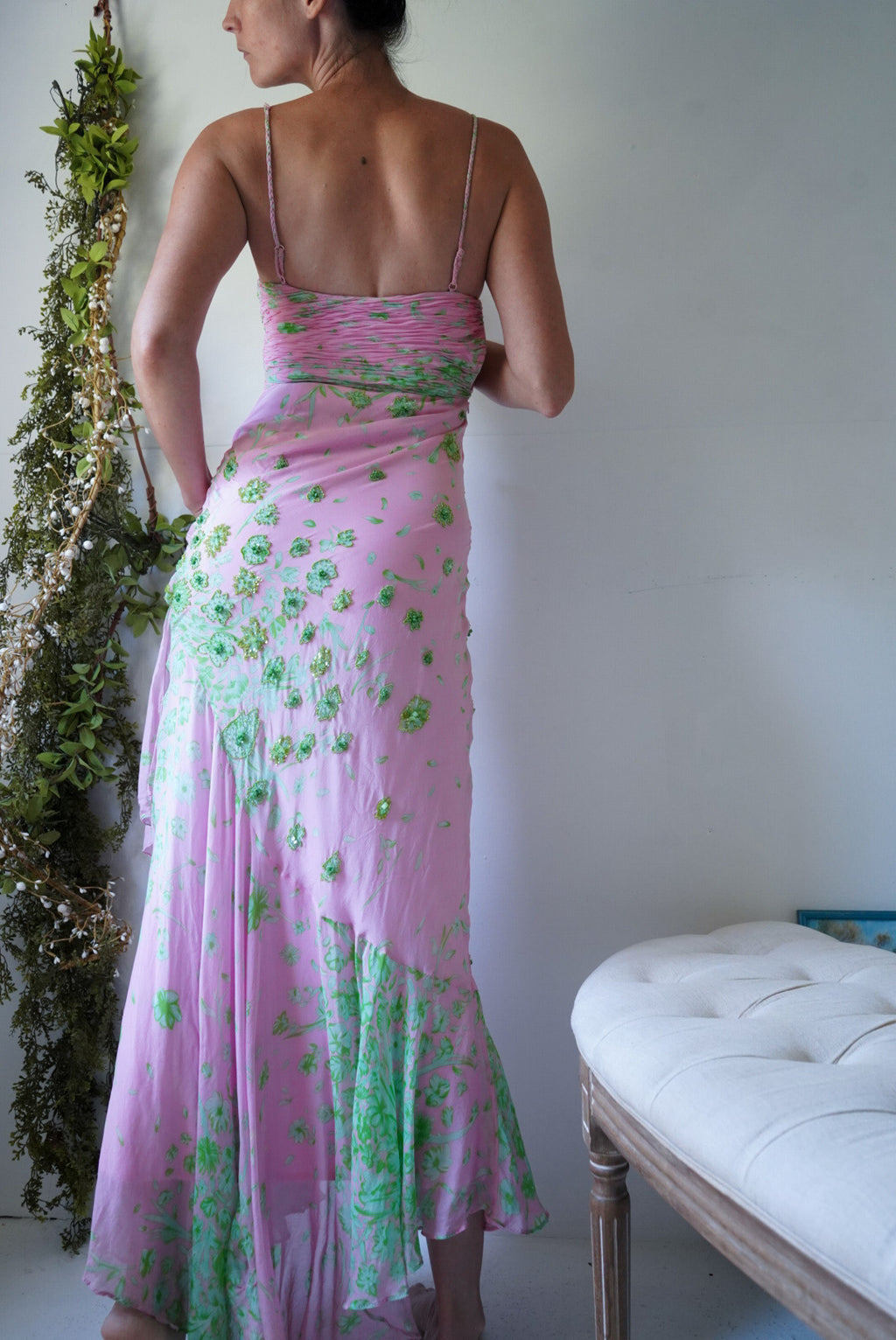 Y2k Silk Beaded Sue Wong Gown