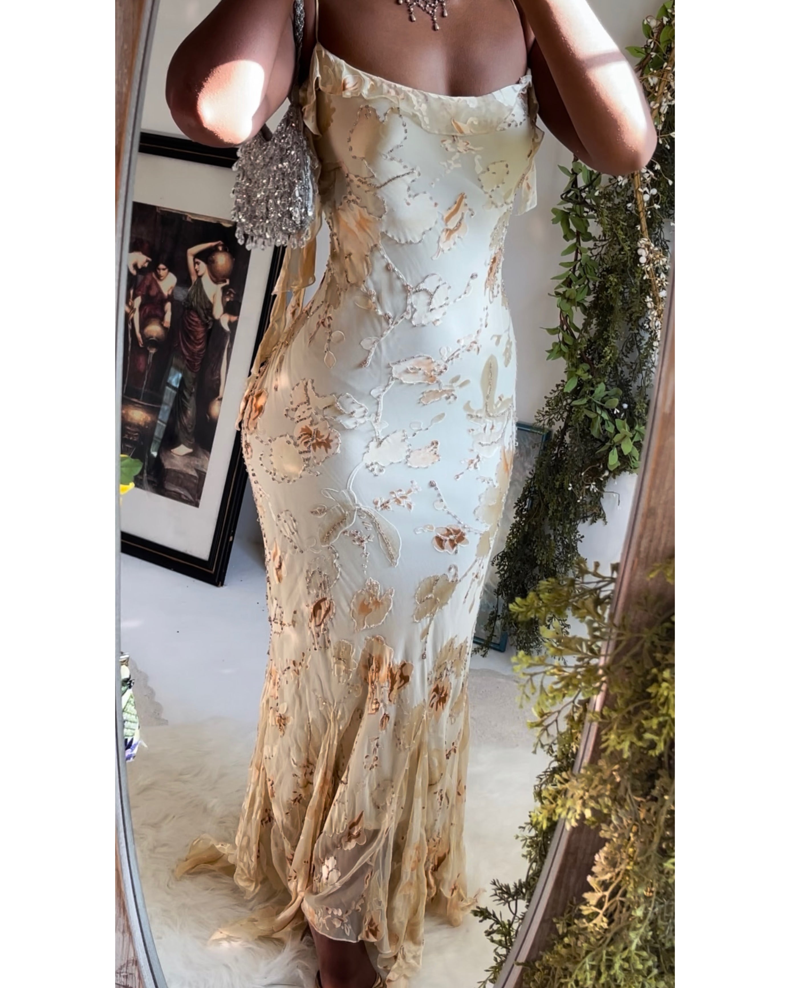 Champagne Cream Beaded Burnout Gown