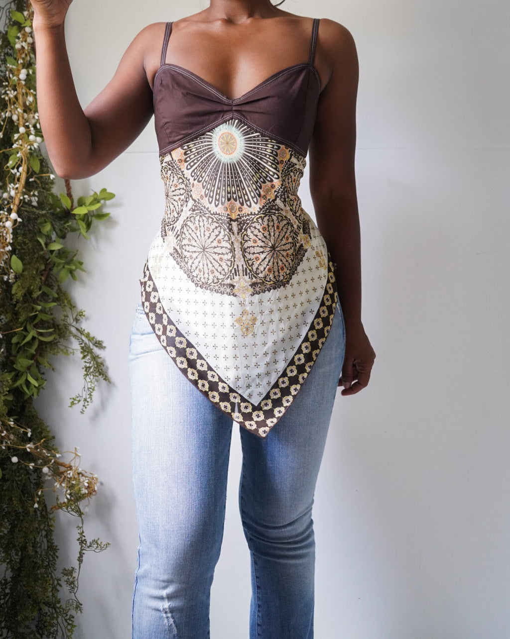 Y2K Boho Tie Back Scarf Top