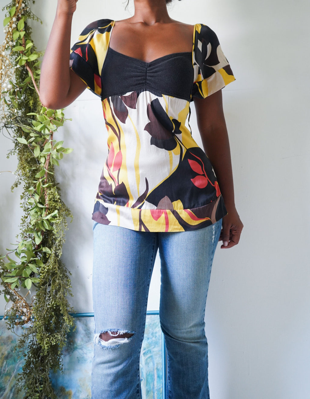 Y2K Bebe Silk Blend Babydoll Top