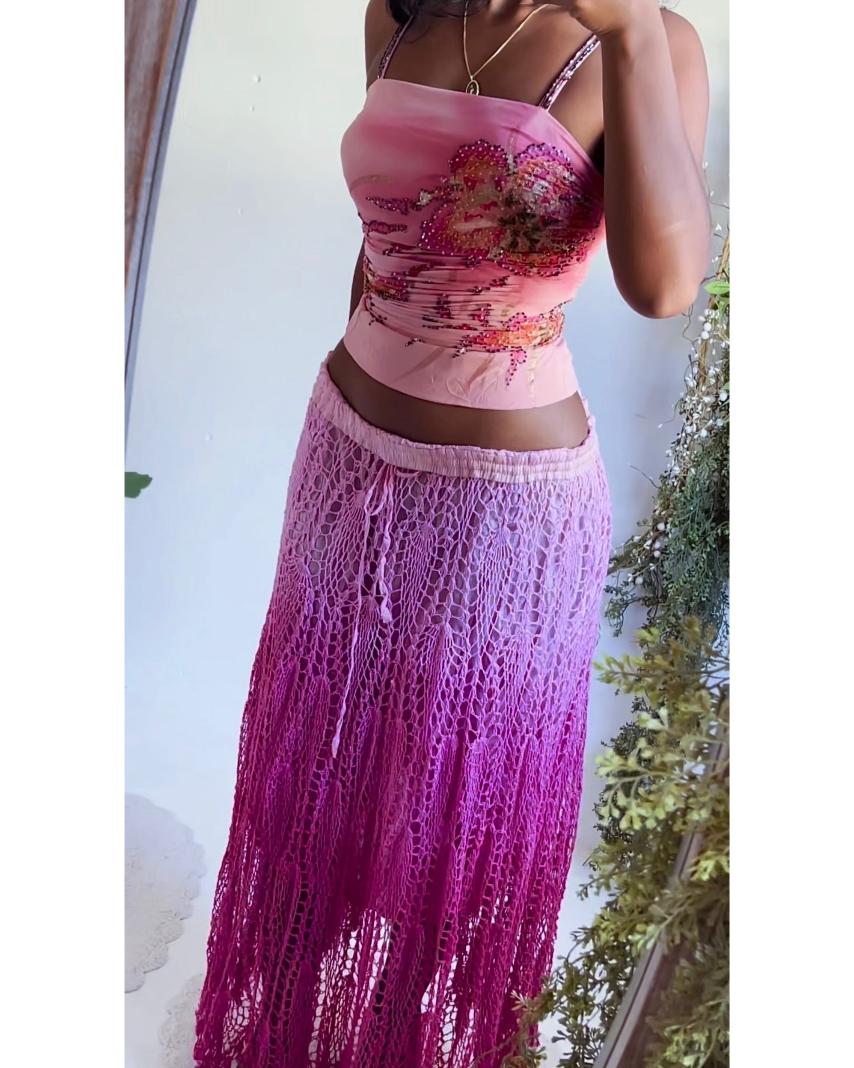 Ombre Pink Crochet Skirt