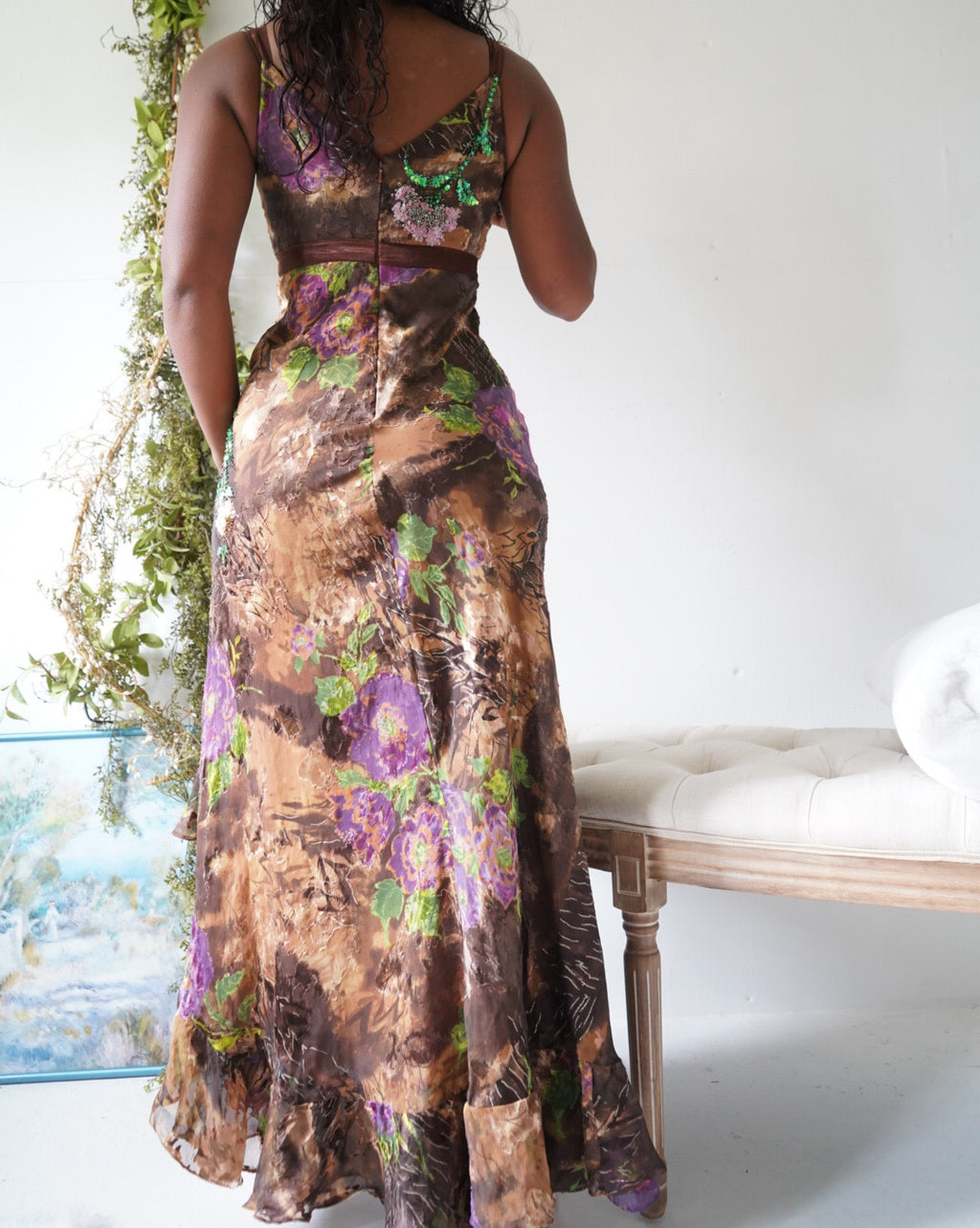Y2K Boho Fairy Silk Beaded Dress