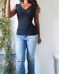 Y2K Staple Black Silk Top