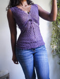 Y2K Purple Lace Sequin Trim Tank