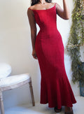 Y2K Red Slinky Glitter Gown