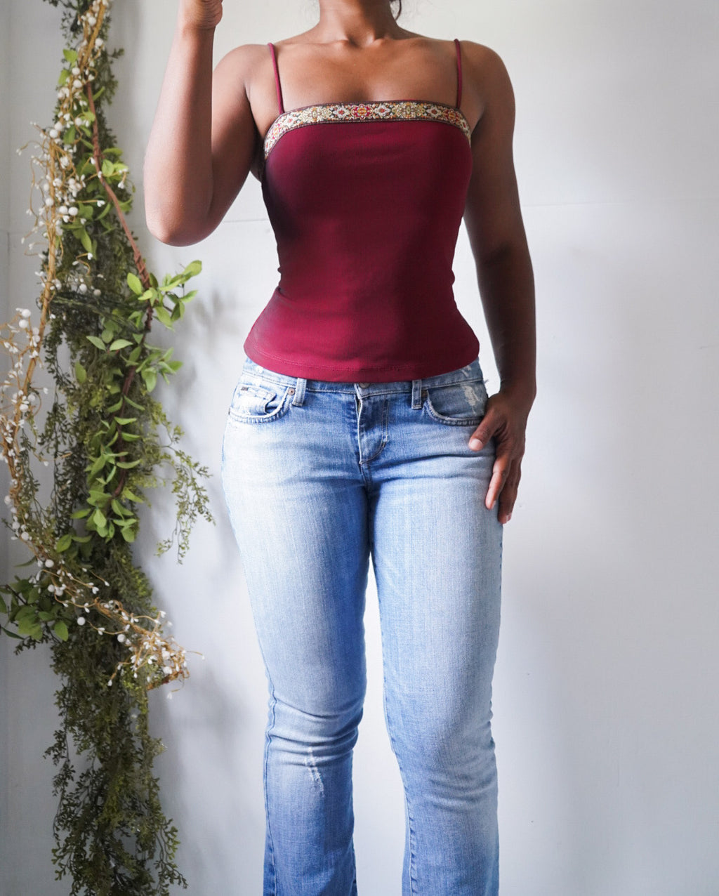 Y2K Iridescent Crimson Cami