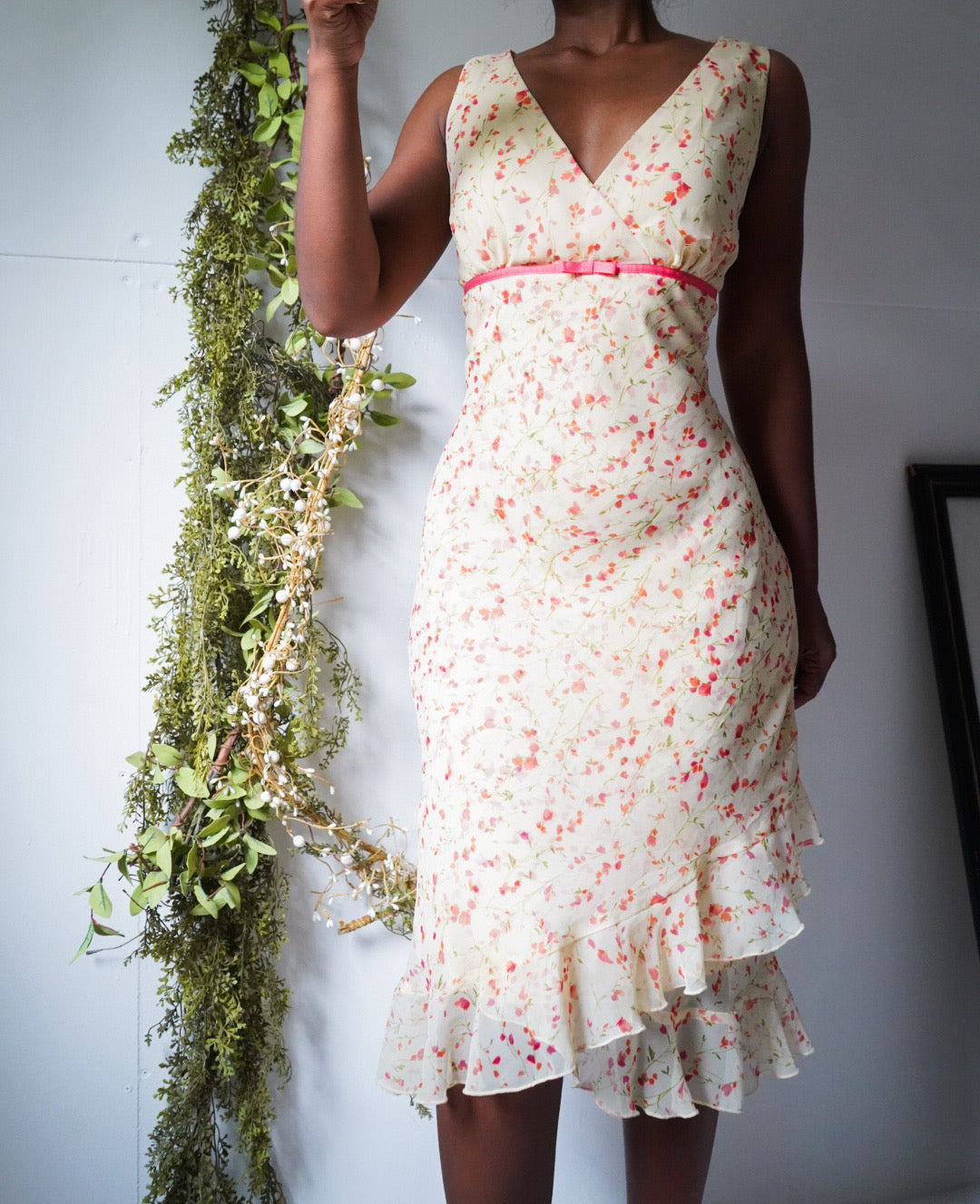 Vintage Y2K Romantic Tiny Floral Midi Dress