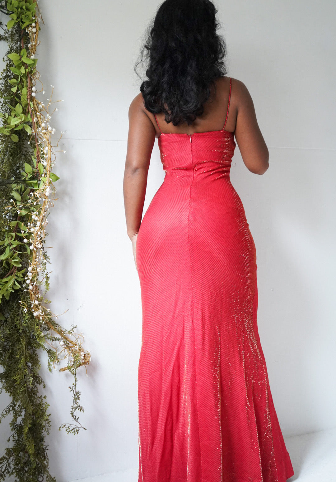 Metallic Vermillion and Gold Gown