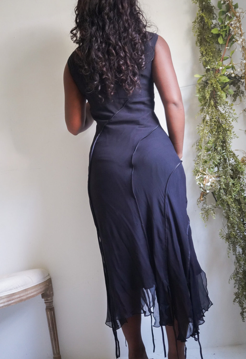 Y2K Fairy Hem Staple Silk Black Dress