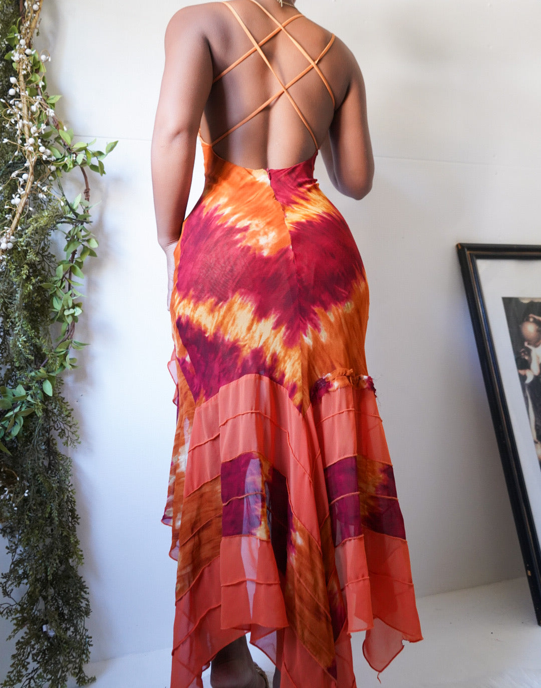Boho Tie Dye Backless Fairy Dress