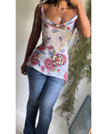 Rare Y2K Dainty Cowl Neck Asymmetric Hem Top