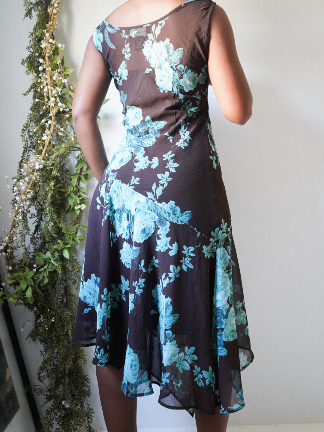 Brown and Teal Floral Fairy Dress
