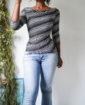 Y2K Striped Cowled Boatneck Top