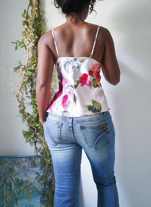 Y2K Romantic Rose Satin Cami