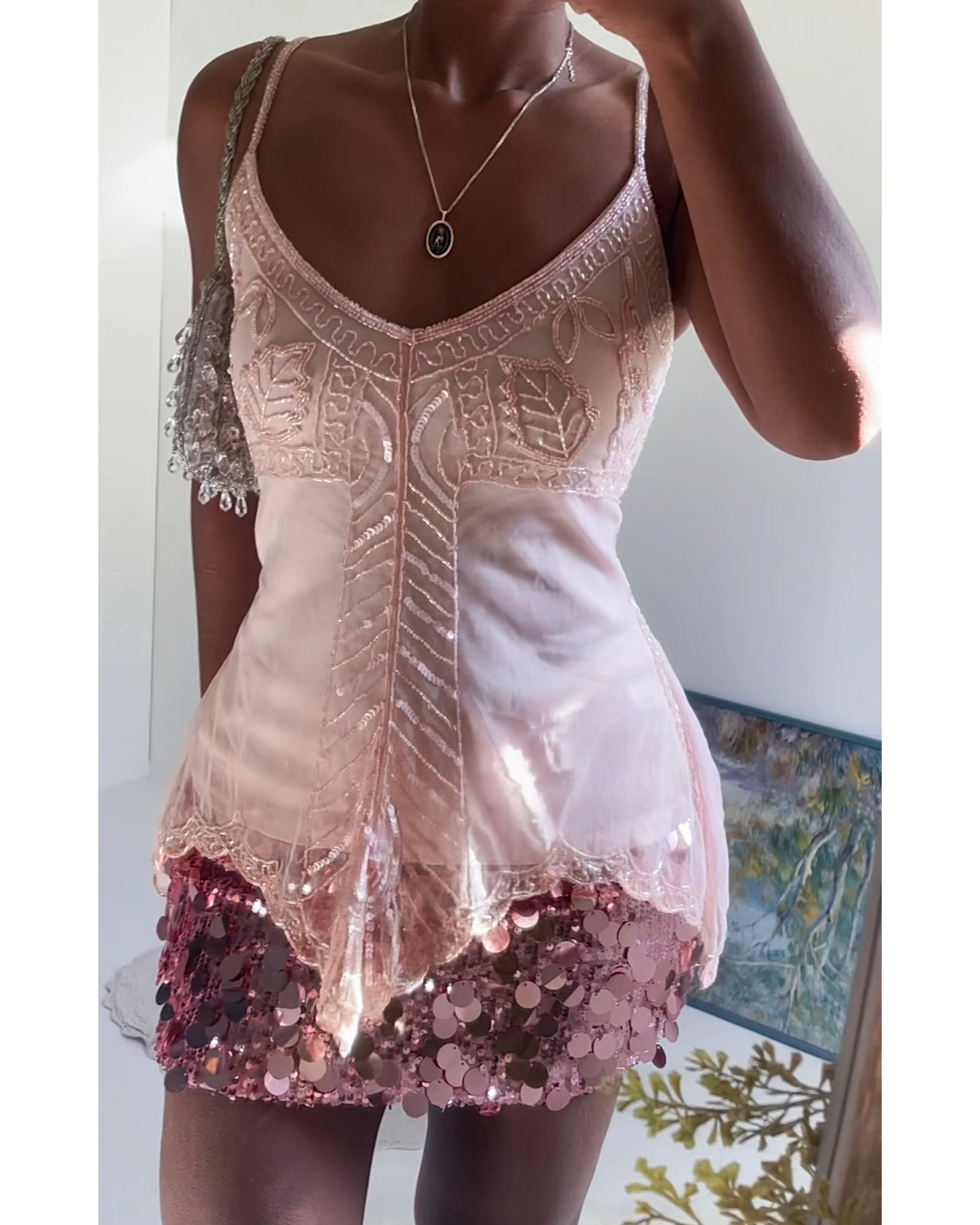 Pale Pastel Pink Beaded Fairy Top