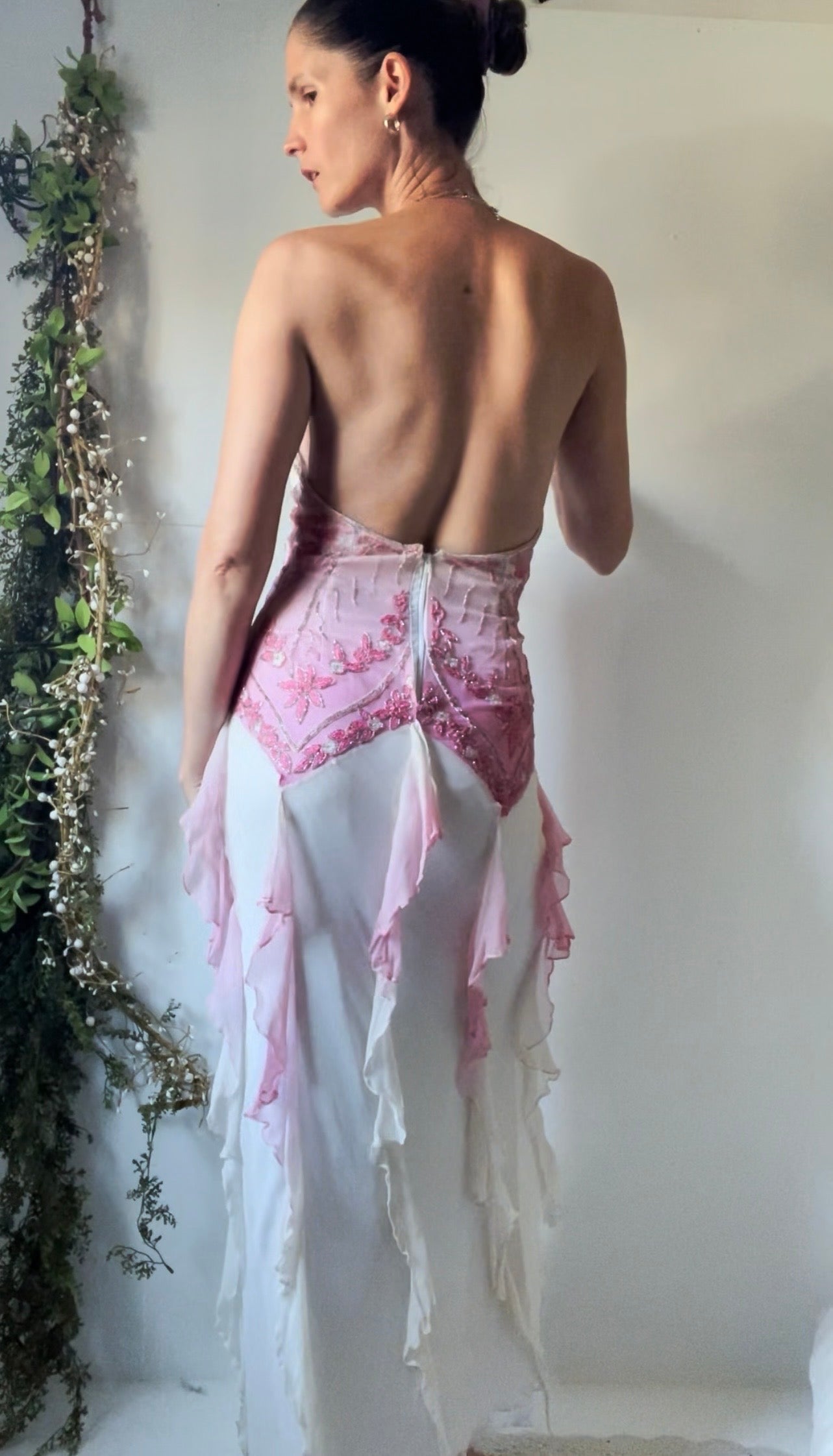 Y2k Silk Pink and White Ombre Fairy Gown