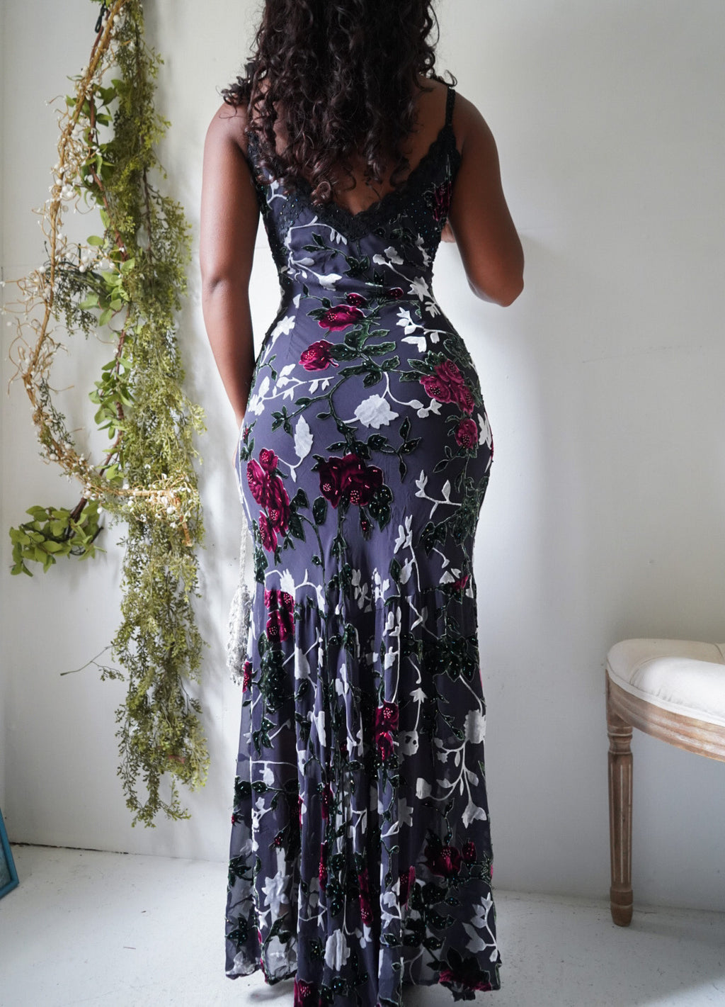Rare Y2K Burnout Silk Blend Floral Dress