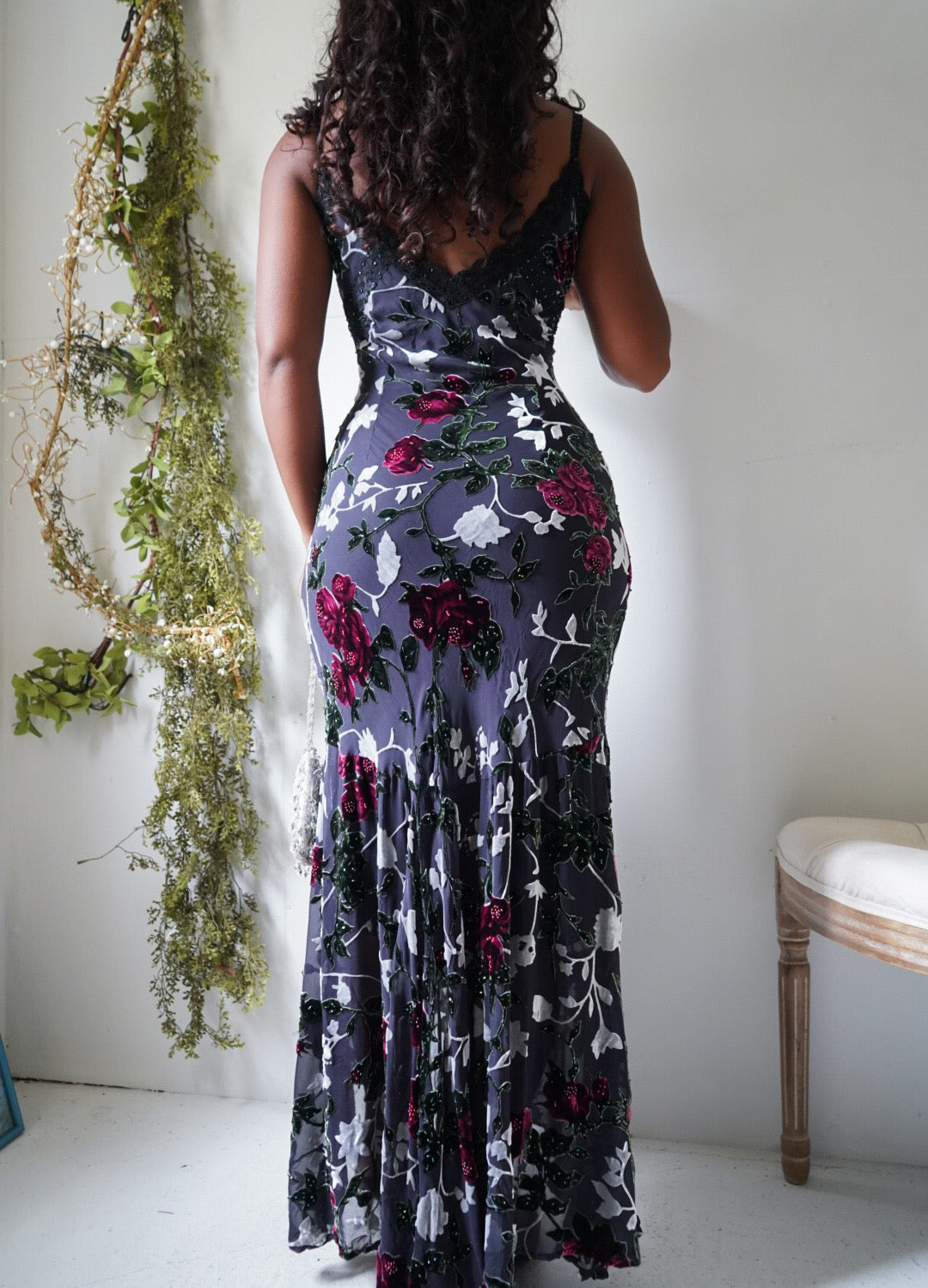 Rare Y2K Burnout Silk Blend Floral Dress