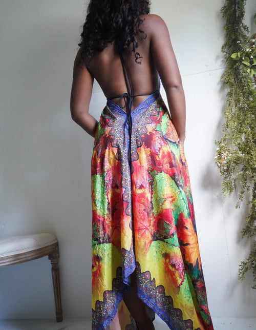 Y2K Boho Halter Scarf Dress