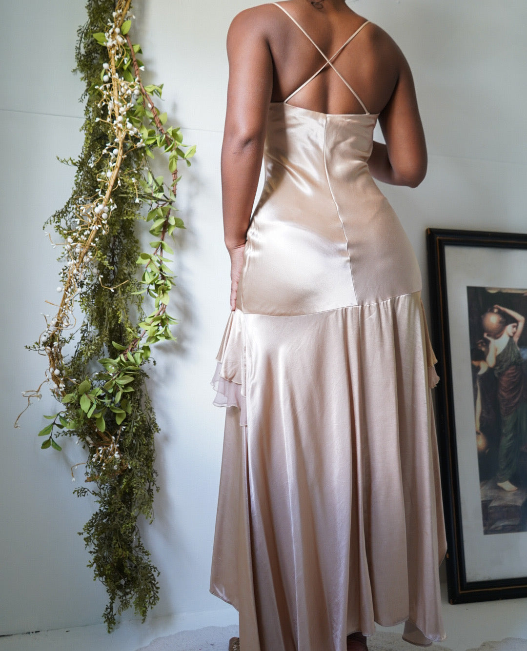 Vintage Champagne Satin Fairy Dress