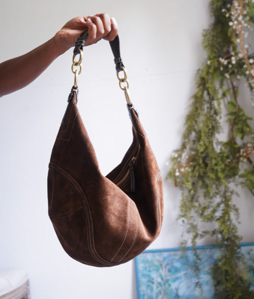 Y2K Brown Suede Rare Coach Hobo Bag