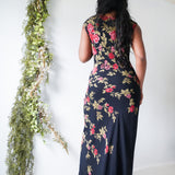 Vintage 90’s Silk Rose Beaded Dress (L)