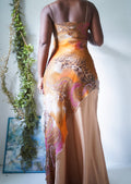 Vintage Y2K Ombre Brown Beaded Split Front Gown