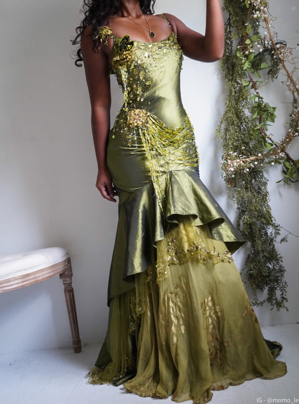 Rare Vintage Iridescent Green Fairy Gown