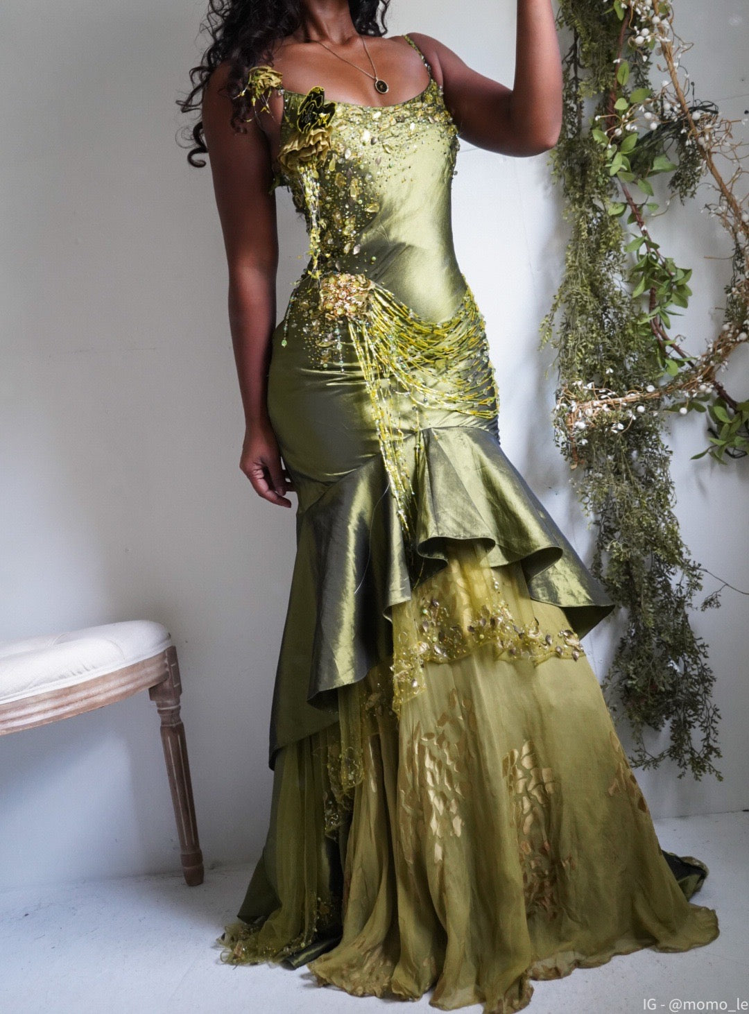 Rare Vintage Iridescent Green Fairy Gown